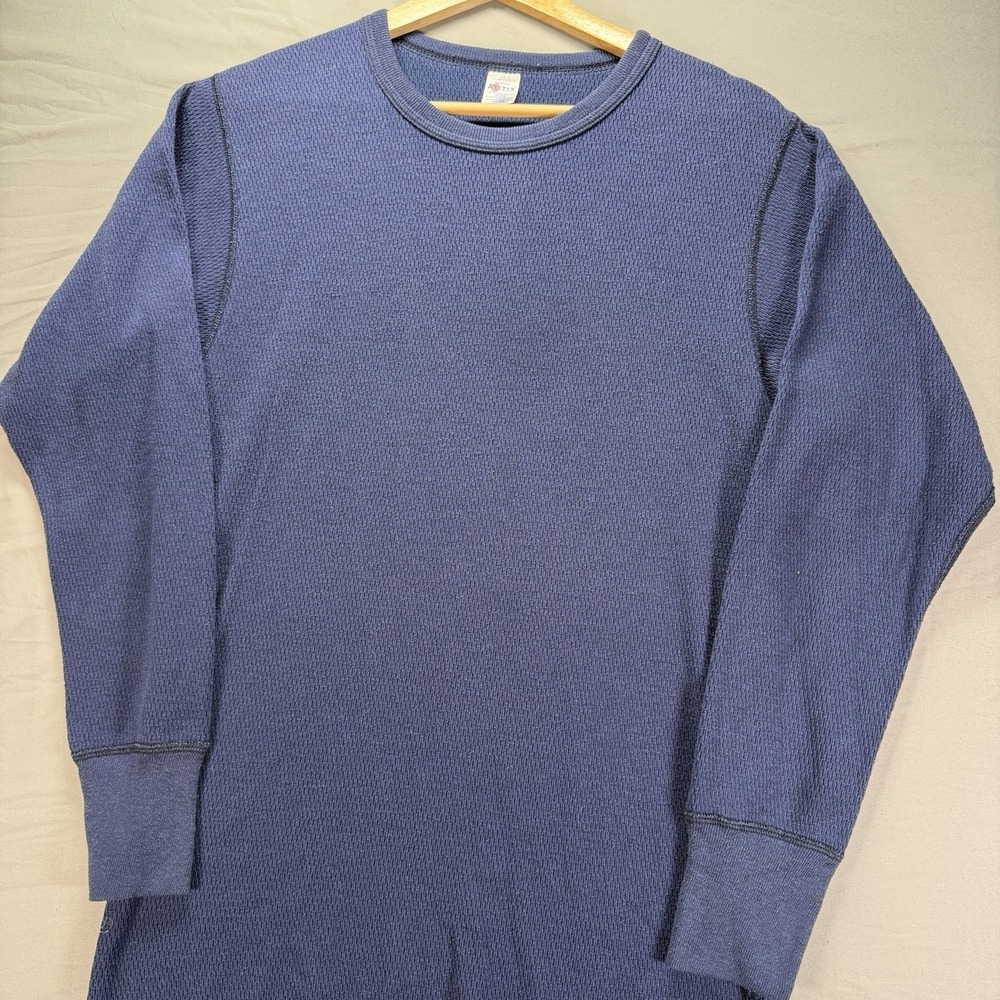 Vintage JE Morgan Thermal Shirt Mens Large Blue Arctex Waffle Hunting USA Made
